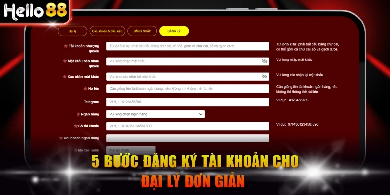 5 bước đăng ký tài khoản cho đại lý đơn giản