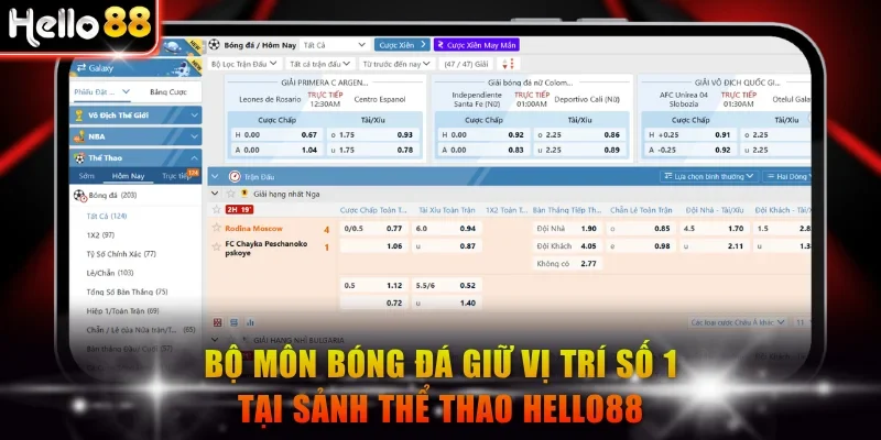 Bộ môn bóng đá giữ vị trí số 1 tại sảnh thể thao Hello88